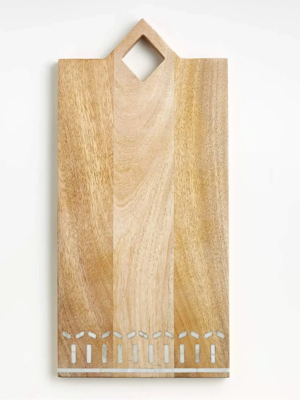 New! Crate&Barrel Isadore Rectangle Marble Inlay Wood Serving Board